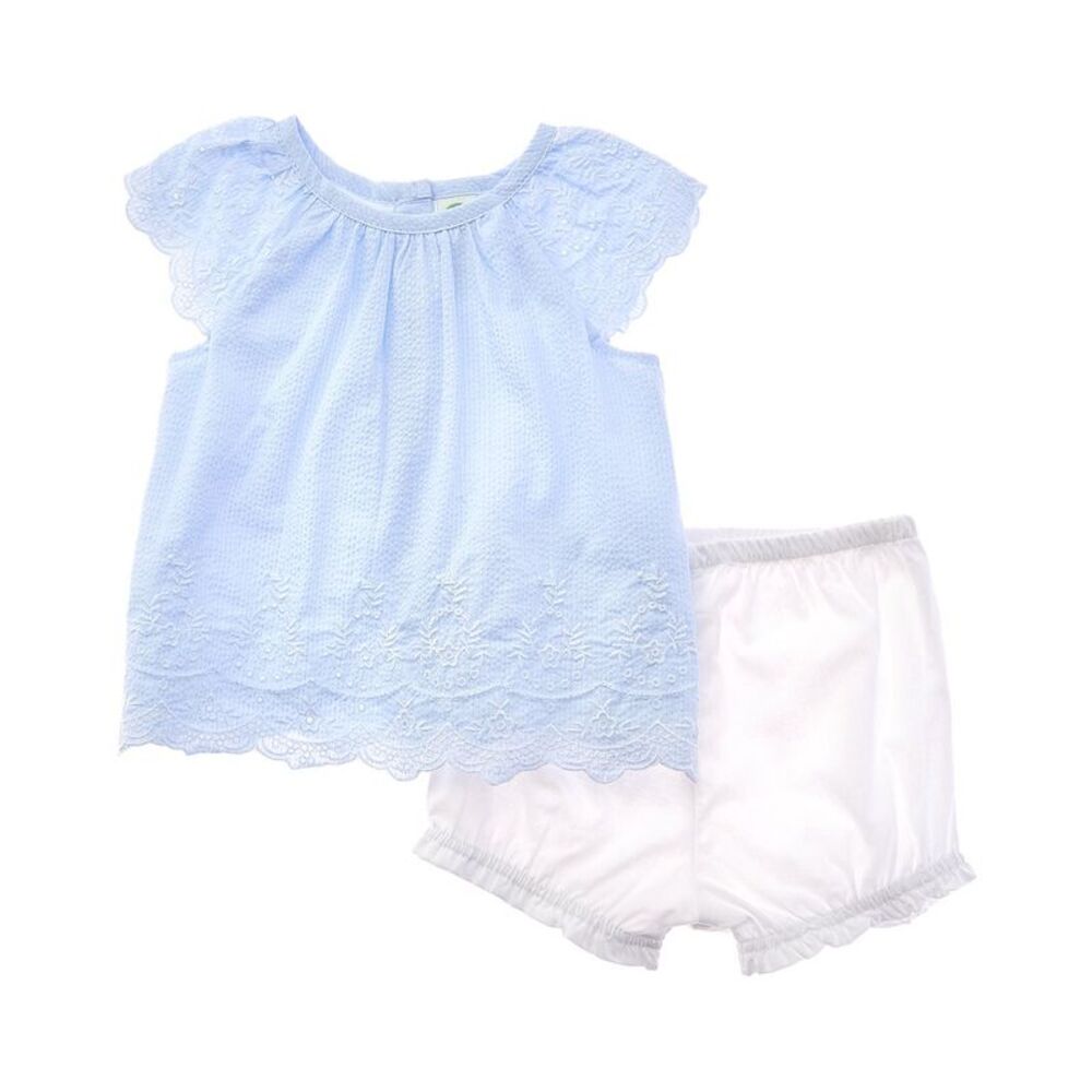 Little Me Eyelet Stripe Sunsuit Headband
